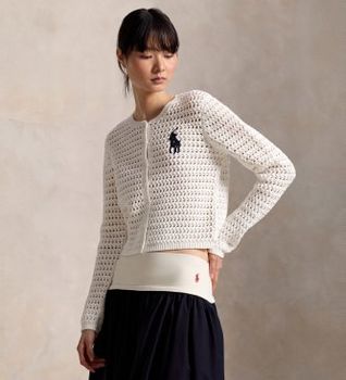 Polo Ralph Lauren para mujer. 211A12705001 Cárdigan Crochet blanco (L), Casual