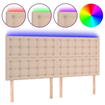 Cabecero，cabecero Cama，panel De Cabecera Luces Led Cuero Sintético Capuchino 180x5x118/128 Cm