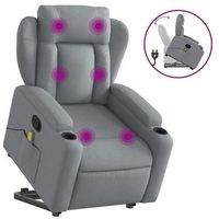 sillon de masaje reclinable de pie de tela gris claro vidaxl