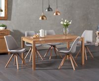 oxford 150cm solid oak dining table with oscar fabric round leg chairs