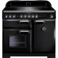 rangemaster classic deluxe 100 electric induction range cooker - black  chrome black
