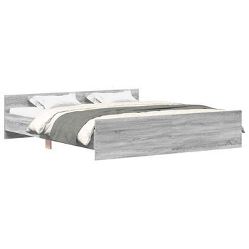 Estructura De Cama Con Cabecero Piecero Gris Sonoma 200x200 Cm