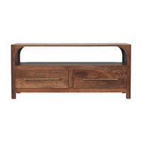 consola multimedia de madera maciza muebles artesanales linea arc