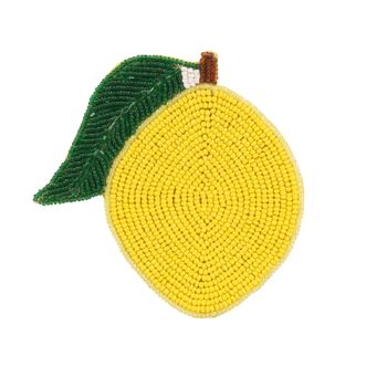 Posavasos con forma de limón amarillo y verde