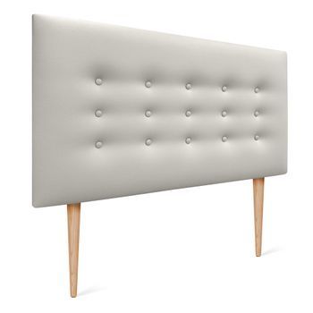 Dhome Cabecero De Polipiel Con 3 Hileras De Botones Y Patas Cabezal Tapizado Cama Lujo (blanco Hueso, 110cm)