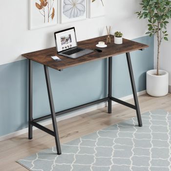 Escritorio estilo industrial marco de acero 100x50x77 cm madera oscura
