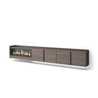 mueble tv efecto madera roble negro 315x35x50cm chimenea efecto fuego