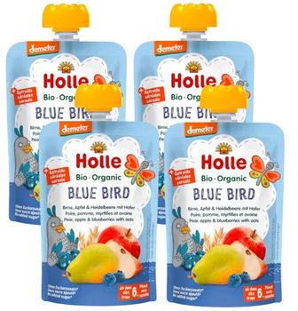Holle Smoothie BLUE BIRD Pera, Manzana, Arándano y Avena +6m 4x100 gr