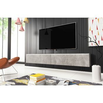 Mueble De Tv Lowboard D 180 Cm, Mueble De Televisión, Mueble De Salón, Sin Iluminación Led, Color Hormigón
