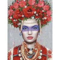 cuadro mujer con rosas y antifaz 70x100x3 cm