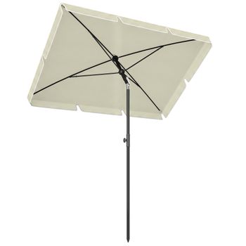 Outsunny Sombrilla Rectangular Grande 198x130x240cm Parasol con Ángulo Ajustable Manivela para Patio Terraza Jardín Beige   Aosom España