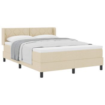 Cama Tipo Box Spring Con Cabecera Crema 200 X 160 Cm Tela Vidaxl