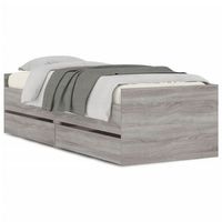 cama individual  cama para adultos  estructura de cama con cajones gris sonoma 90x200 cm