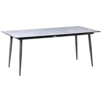 mesa de comedor de jardin con tablero de hpl y estructura de aluminio resistente a los rayos uv agua oxido gris oscuro con tablero gris claro tolentino