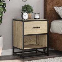 mesita de noche - mueble para dormitorio - madera de ingenieria - roble sonoma 40x31x50cm