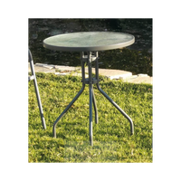 mesa terraza jardin acero con tablero de cristal