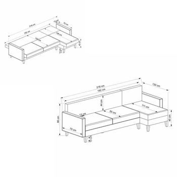 Sofá Cama Rinconera Alkon Gris Claro