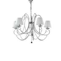 lampara de arana magda de hierro cromado de 5 luces con pantallas 115 o72 bl146-5-cr-par