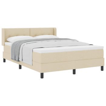 Cama Tipo Box Spring Con Cabecera Crema 200 X 140 Cm Tela Vidaxl