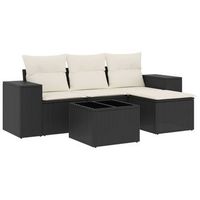 set de muebles de jardin 5 piezas  mobiliario de jardin y cojines ratan sintetico negro