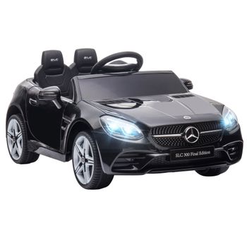 AIYAPLAY Coche Eléctrico para Niños de +3 Años Mercedes SLC 300 con Batería 12V Mando a Distancia Faros LED Bocina Música Negro