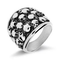 anillo calaveras para hombre en acero inoxidable
