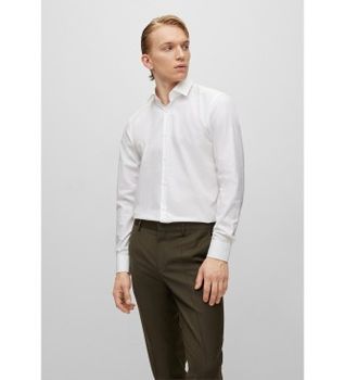 HUGO para hombre. 50289499 Camisa Slim Fit Kenno blanco (39), Casual, Fiesta, Algodón, Manga larga