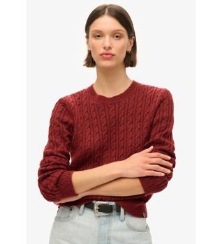 Superdry para mujer. W6110565A Jersey Fitted Cable granate (M), Casual, Poliéster