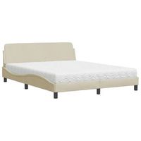 cama con colchon dover de tela color crema 160x200 cm vidaxl