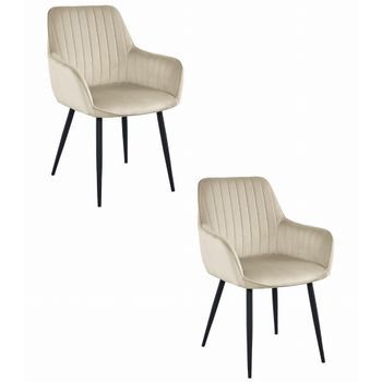 Set De 2 Silla De Comedor Terciopelo Valora Selo Asiento De Terciopelo Beige