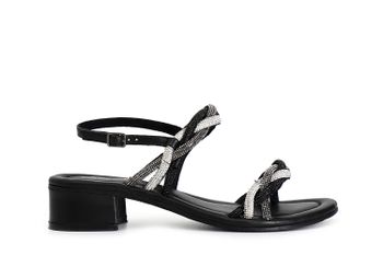 sandalias de fraile con tiras de pedrería cruzadas black 37