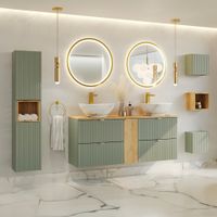 conjunto de muebles con doble lavabo paneles de melamina y de mdf