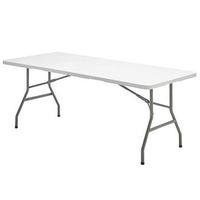 mesa plegable rectangular hdpe multifuncional portatil resistentemultiusos 244x76x74 cm color blanco