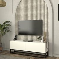 mueble de tv nolven con 2 puertas base larga 135x32x47 cm - blanco encasa