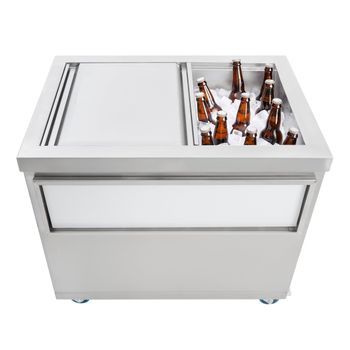 Carro De Hielo Móvil 86l Acero Inoxidable Con Ruedas Para Bar Y Catering