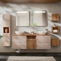 conjunto de muebles con doble lavabo paneles de melamina y mdf