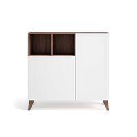 zapatero melamina nogal puertas blanco 87x90x27 cm