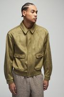 chaqueta harrington recta de ante sintetico con bolsillos utilitarios verde