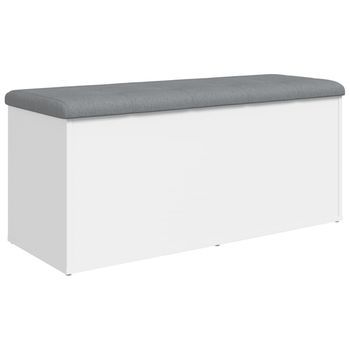 Banco Con Almacenaje | Banco De Almacenamiento Madera De Ingeniería Blanco 102x42x45 Cm