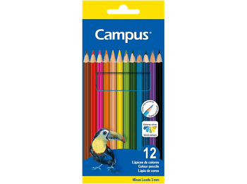 Lápices de colores - Campus 080564, 12 Colores, Minas Gruesas y Duraderas, Multicolor