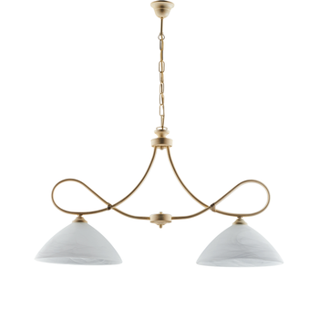 Dallas - Lámpara De Araña Marfil Con Decapé Y Oro Antiguo, Cristal Blanco, 2 Luces