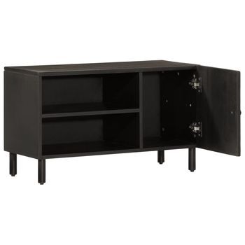 Mueble Tv | Mueble De Salón | Armario Tv Madera Maciza De Mango Negro 80x31x46 Cm