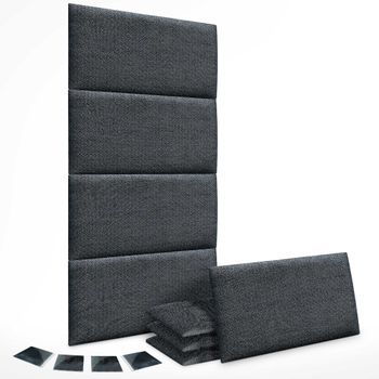 Dhome Juego De 8 Paneles Tapizados De Tela De Lujo Pack Autoadhesivos Para Pared Acústicos Absorbentes Protección (silver Ebony, 60x60cm, X8)