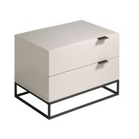 mesita de noche madera gris y acero negro angel cerda 7004 55x41x41