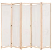 biombo divisor 5 paneles de tela crema 200x170x4 cm vidaxl