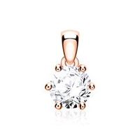 colgante de cadena para mujer en oro rosa de 14 quilates con diamante talla brillante
