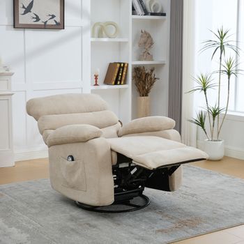 Sillón Relax - Mueble Con Función De Masaje Y Calor - Chenilla - Caqui Claro