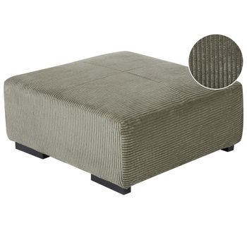 Otomana Cuadrada Moderna 80 X 80 X 35 Cm Sala De Estar Tela De Pana Verde Lungo