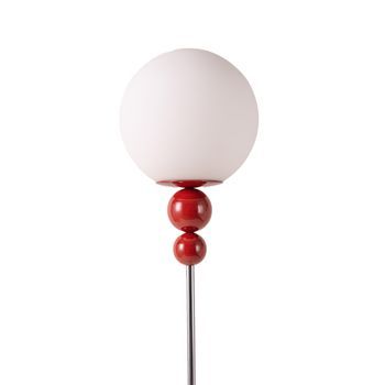 Lámpara de Pie Multibola Metal Rojo Vino con Esfera Blanca Opaca – Diseño Moderno, Casquillo E27
