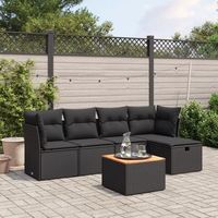 conjunto de sofas de jardin 6 uds  mueble jardin mesa y sillas y cojines ratan sintetico negro cfw427792